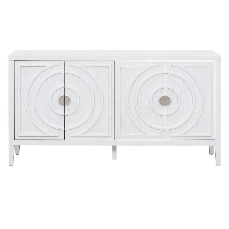 Retro Sideboard door with Circular Groove Design Round Metal Door Handle for Entrance, Dinning Room, Living Room