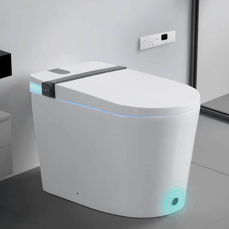Smart Toilet with Auto-Open Lid & Foot Sensor - White