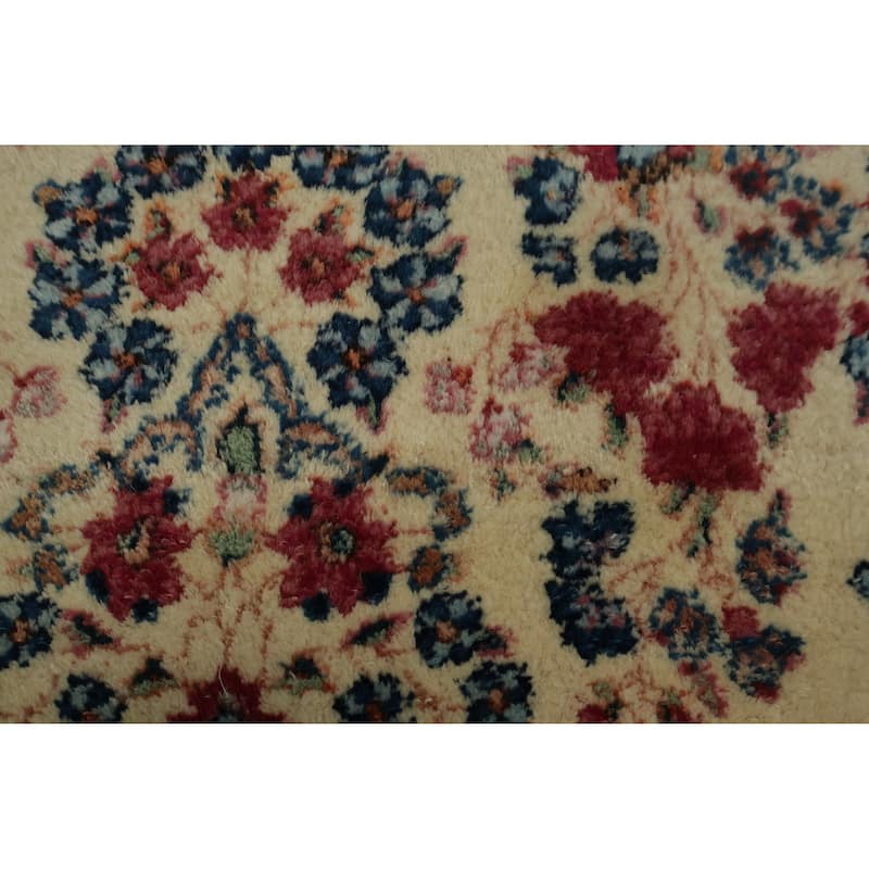 Hand Knotted Oriental 100% Wool Carpet Traditional Floral Beige & Ivories Kerman Area Rug - 7' 1'' X 4' 0''