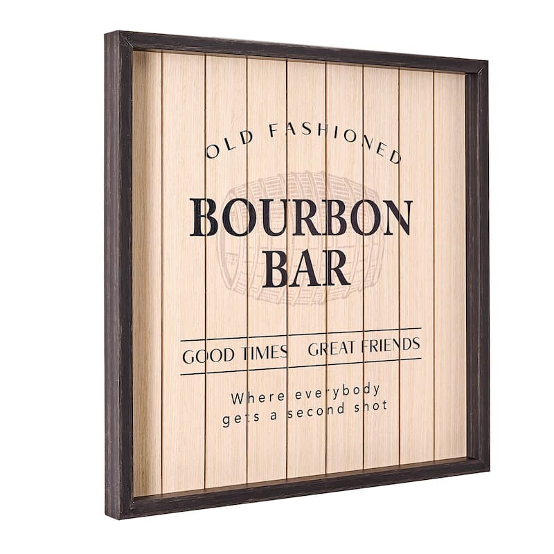 American Art Decor Framed Good Times Bourbon Bar Wall Decor - 18.75" H x 18.75" L x 1.25" D