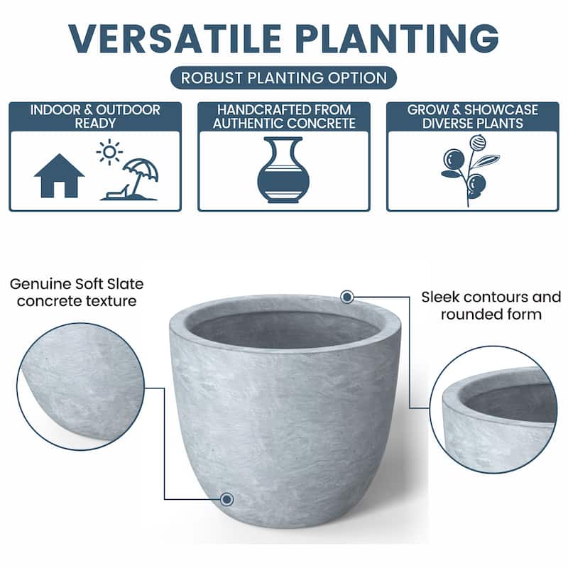 Tall Concrete Round Plant Pots / Large Indoor and Outdoor flower Planters