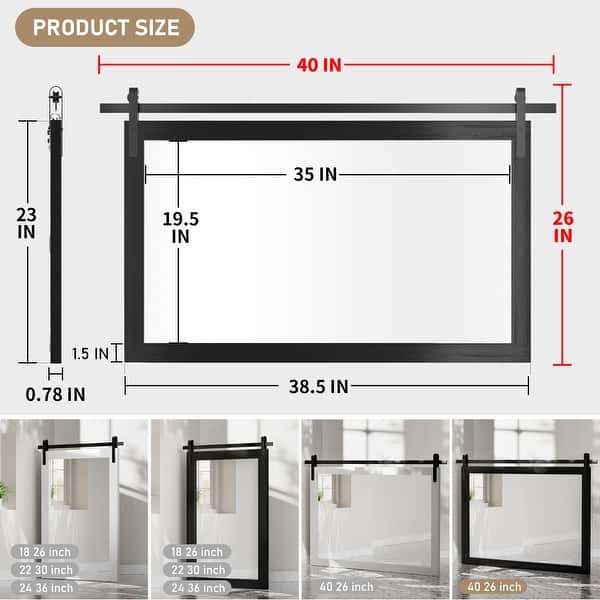 dimension image slide 0 of 16, Modern Wall Mirrors, Rectangular Mirror with Wood Framed, Bathroom Mirror Barn Mirror Barn Door Mirror with Multi Size