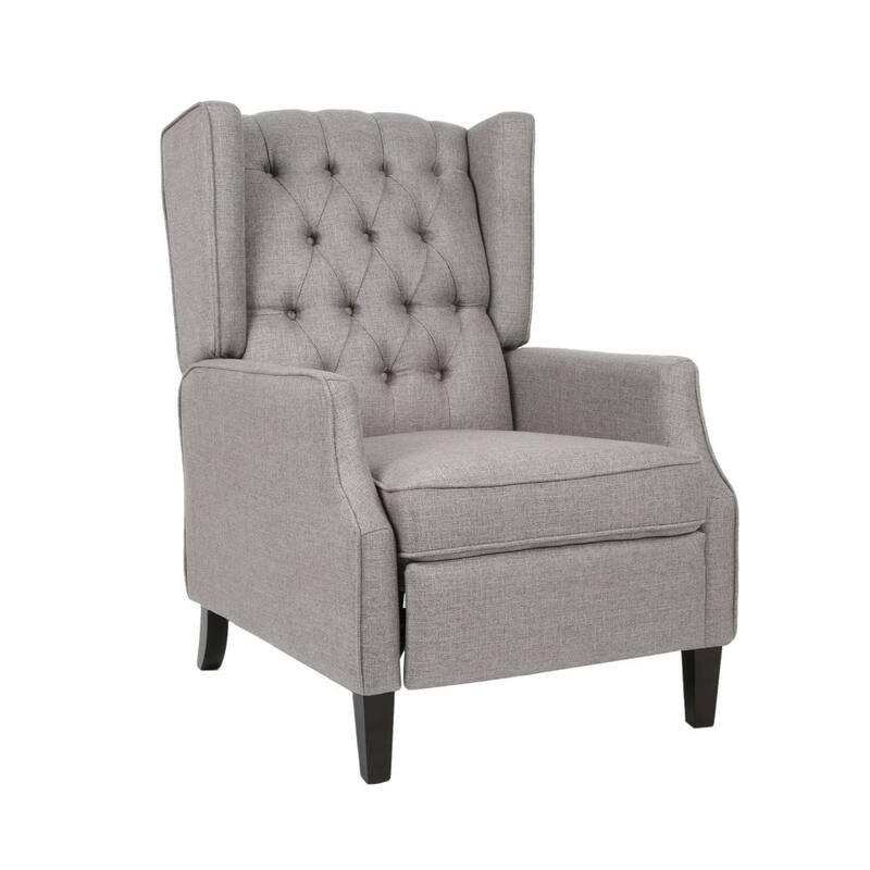 Modern Fabric Recliner with Wingback Design and Tufted Upholstery by Christopher Knight Home