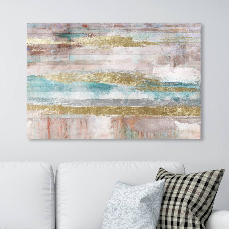 Wynwood Studio Canvas Abstract Mirage en Neutrale Gold and Light Blue Modern & Contemporary Wall Art Canvas Print - 30 x 45