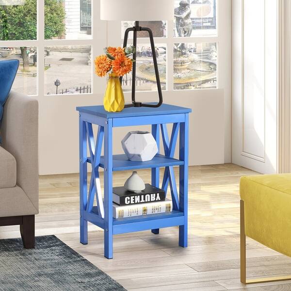 slide 2 of 7, Modern Nightstand with 3-Tier Storage Shelves A Variety of Colors Are Available for Living Room, Bedroom Entrance End Table Dark Blue