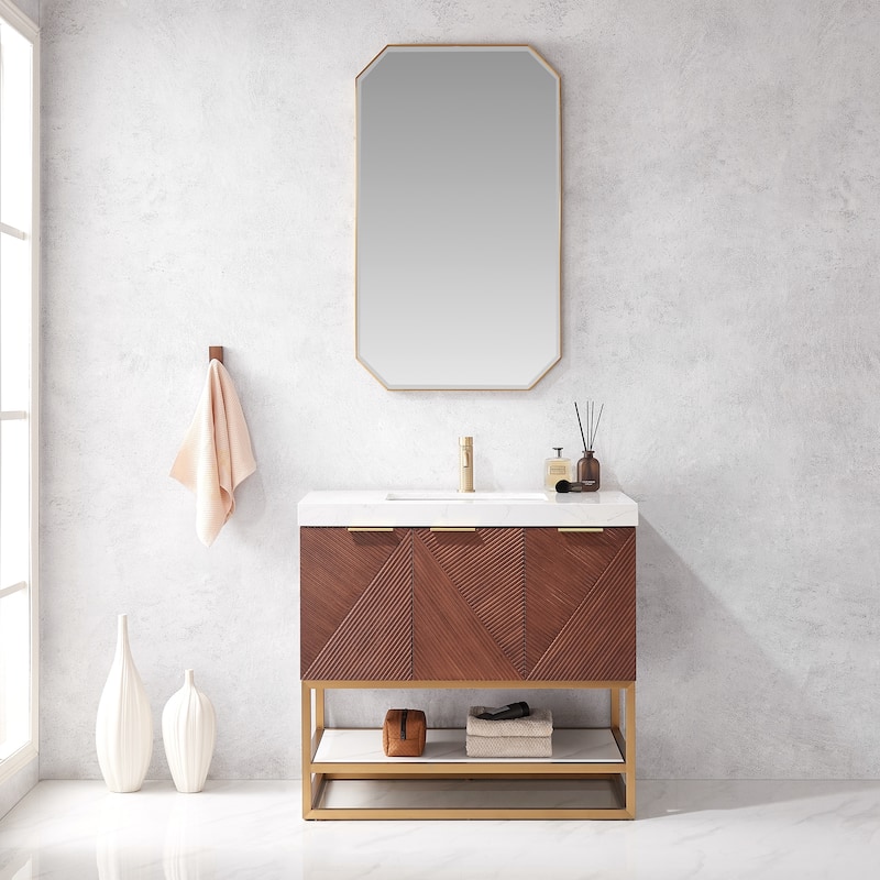 Mahon Single Bath Vanity with Composite Stone Top without Mirror