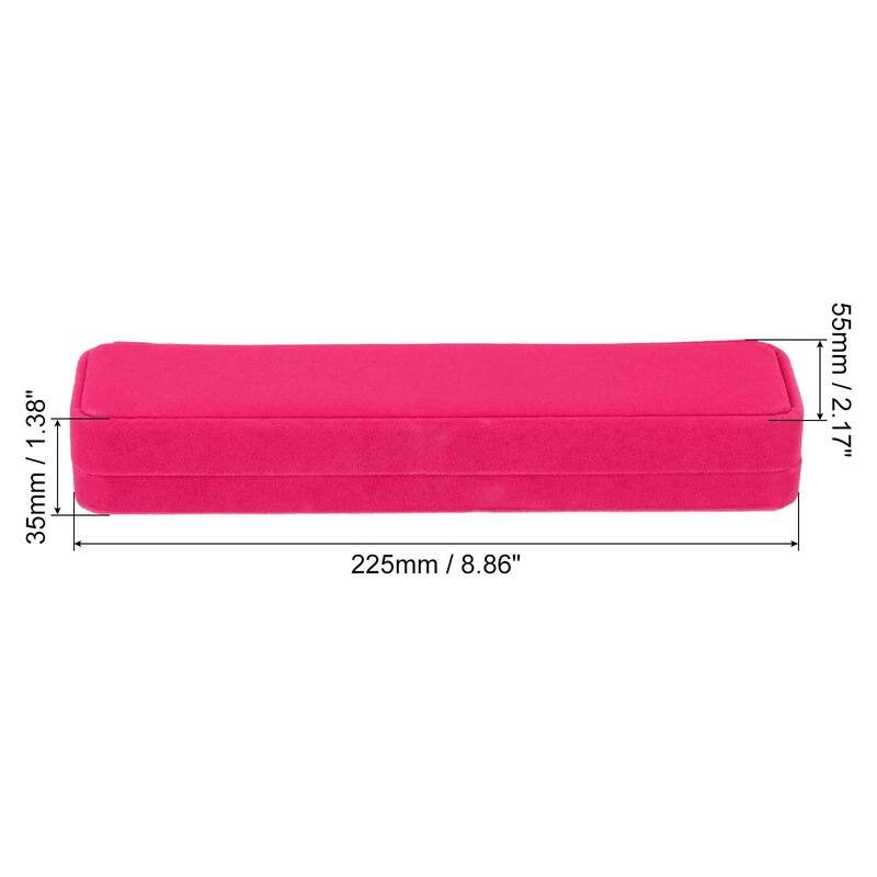 Velvet Necklace Box 2pcs Single Slot Long Chain Jewelry Holder Style 2 - Rose Red