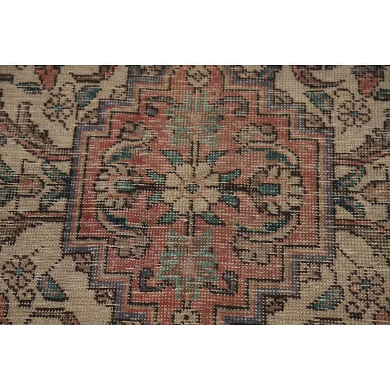 Pink Tabriz Persian Vintage Rug Hand-Knotted Wool Carpet - 7'8" x 10'8"