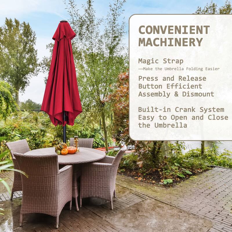 Autlaycil 7.5FT Solar Patio Umbrella with Base and Tilt,Crank