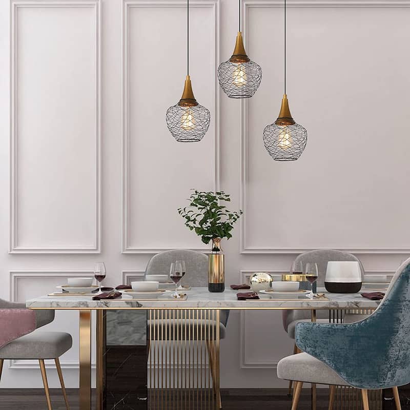 Modern Gold Pendant Light Wire Cage Pendant Lamp