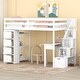 preview thumbnail 1 of 55, Twin size Loft Bed with Storage Drawers ,Desk and Stairs, Wooden Loft Bed with Shelves, No box spring required- White White