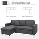 preview thumbnail 6 of 16, HOMCOM Sectional Sleeper Sofa, Linen Fabric L Shaped Couch with Pull out Bed, Reversible Storage Chaise, 3-seat, Dark Grey