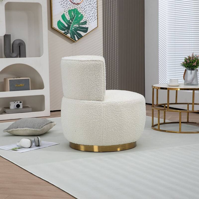 Modern Velvet 360 Degree Swivel Round Armrest Upholstered Accent Chair