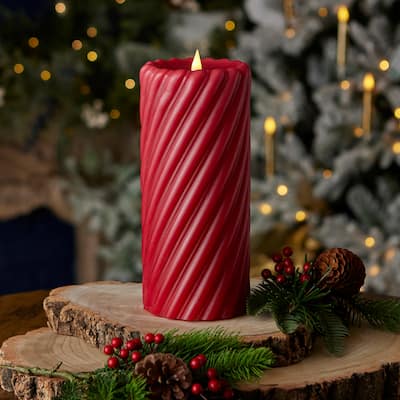 Swirl Motion Flameless Candle 4x10 Red