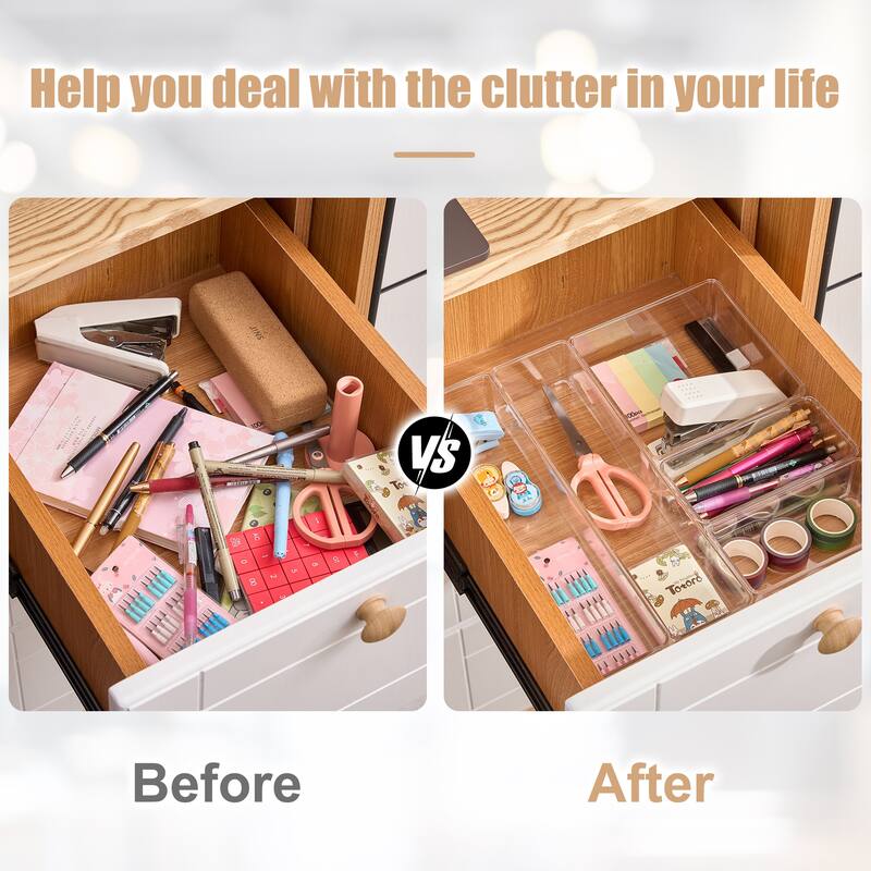 Clear Drawer Organizer Set for Office Storage