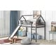 preview thumbnail 4 of 13, Stylish and Playful Design Wood Loft Bed with Slide, Ladder and Roof, Twin size