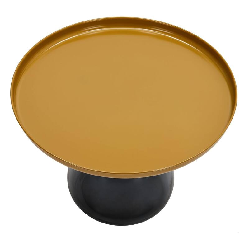 24" Matte Gold Tray Top Aeryn Nesting Table with Smoky Gray Glass Base - 24x17