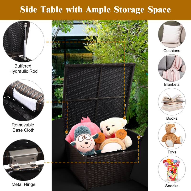 Gymax 5PCS Outdoor Patio Furniture Set w/ 50000 BTU Propane Fire Pit