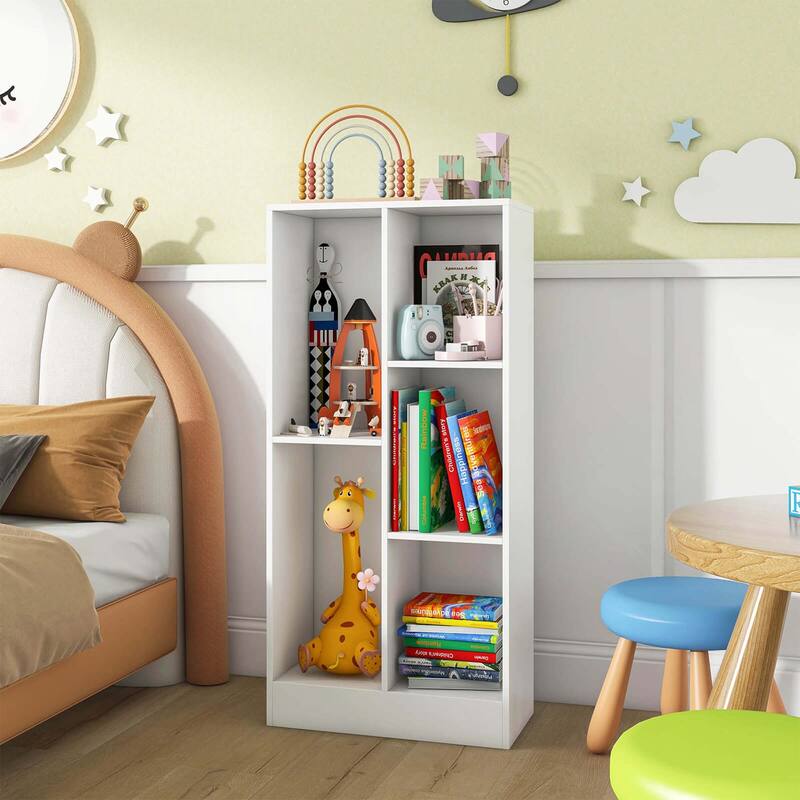 Costway 5-Cube Bookcase for Kids 41" Wooden Toy Storage Organizer for - See Details