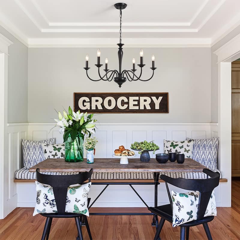 6-Light 27.95-inch Industrial Candle Chandelier Light for Bedroom Foyer