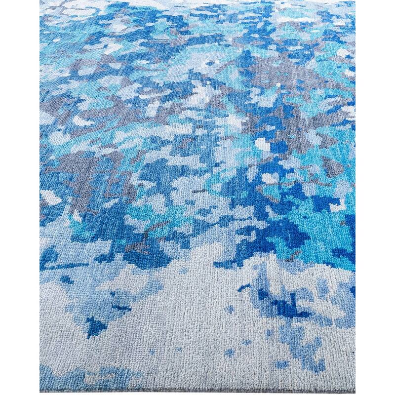 Modern One-of-a-Kind Handmade Area Rug - Blue, 7' 10" x 10' 2" - 7' 10" x 10' 2"