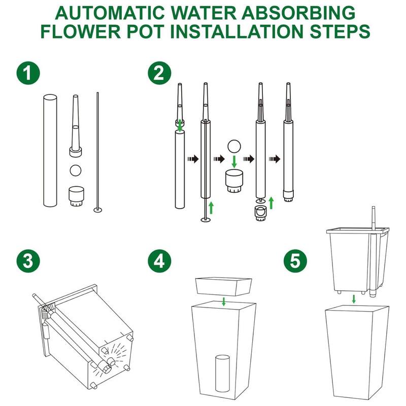 30" Set of 2 Self-Watering Planters, Flower Pots for Front Porch, Patio & Garden