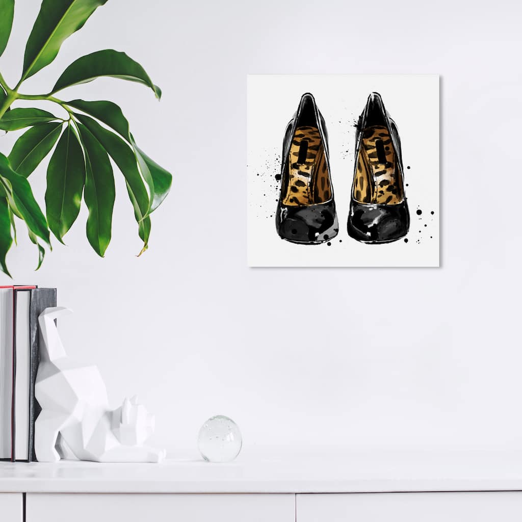 Wynwood Studio Canvas Fashion and Glam Wild Heels Black and Metallic Gold Glam Wall Art Canvas Print