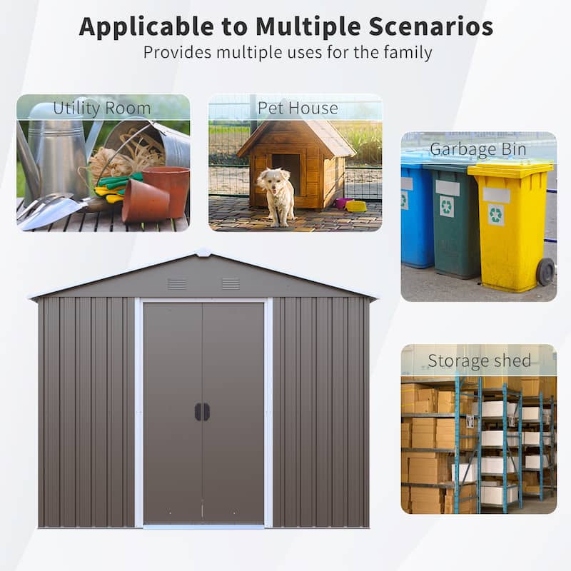 GDF Studio - Verdell Outdoor Metal Storage Shed with Window and Metal Foundation