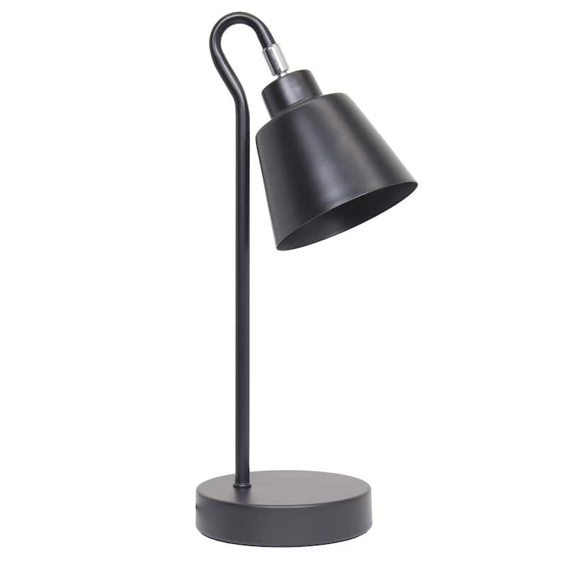 Metal Desk Lamp with Looped Arm and Adjustable Cone Shade - Black