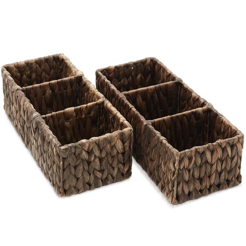 2 Water Hyacinth Storage Baskets Woven Storage Bins