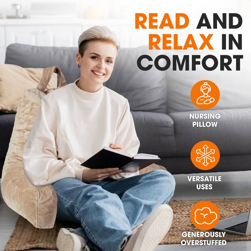 Cheer Collection Backrest Reading TV and Gaming Pillow with Armrest