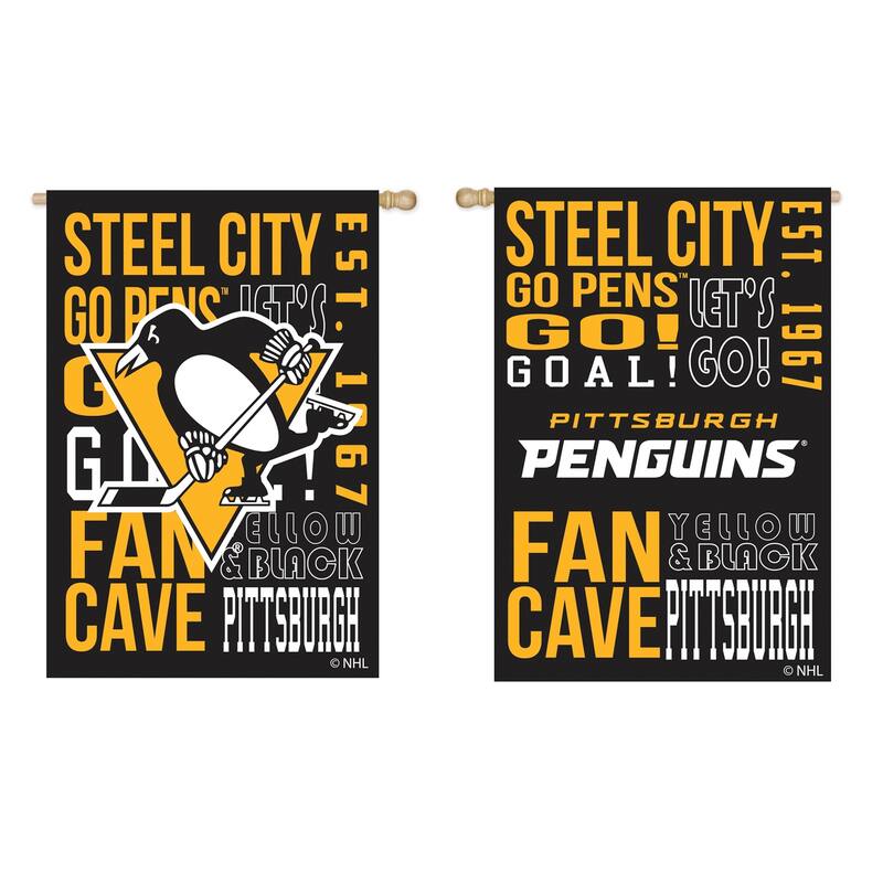 Embossed Suede Flag, House Size, Pittsburgh Penguins