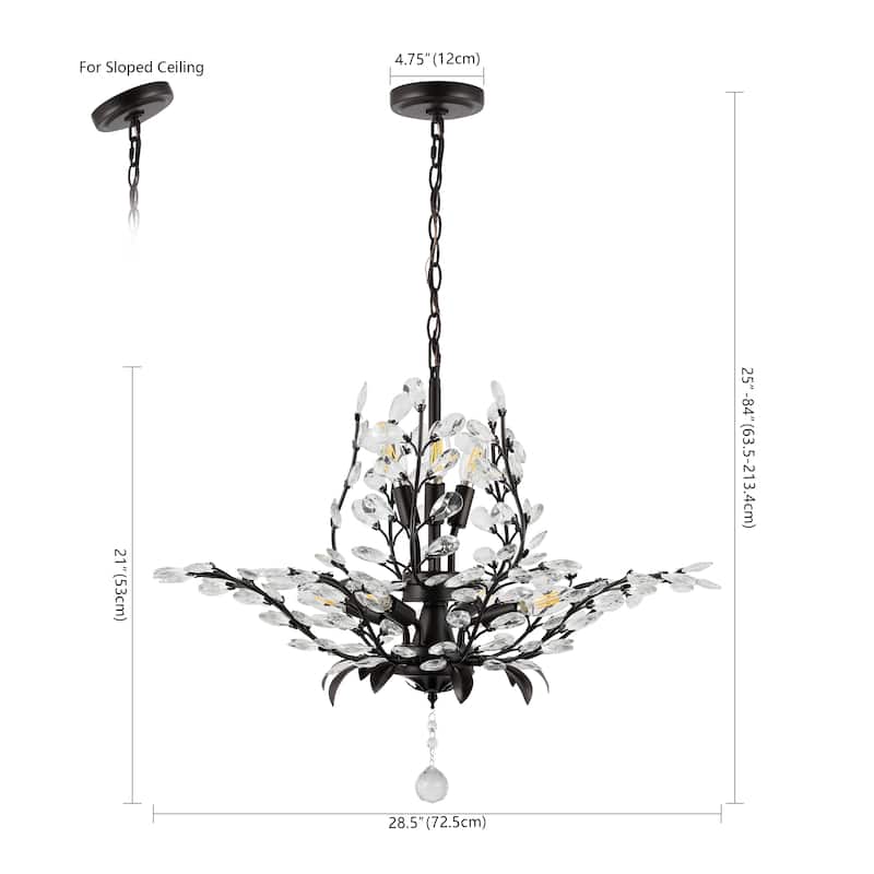 Elisana 28.5" 7-Light Contemporary Bohemian Iron/Acrylic LED Pendant, Oil Rubbed Bronze/Clear by JONATHAN Y