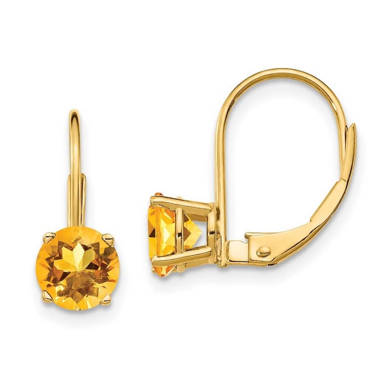 Curata 14k Yellow Gold 6mm Round Genuine Gemstone Leverback Earrings - 17x6mm
