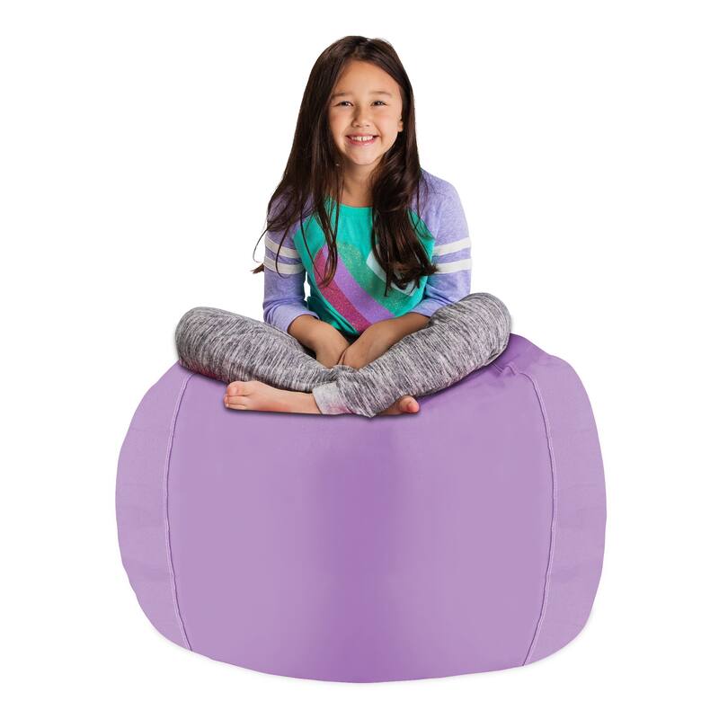 Kids' Stuffed Animal Storage Bean Bag Chair Cover or Toy Organizer - 38 Inches Large - Heather Lavender