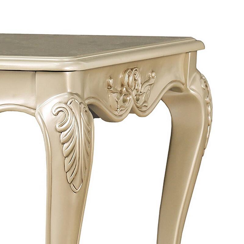 Roche Side End Table, 29 Inch, Classic Cabriole Legs, Champagne Gold Wood