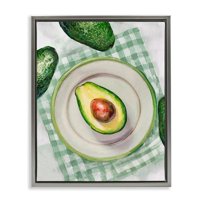 Stupell Delicious Avocado on Plate Framed Floater Canvas Wall Art Design By Lil' Rue - 17 x 21 - Grey