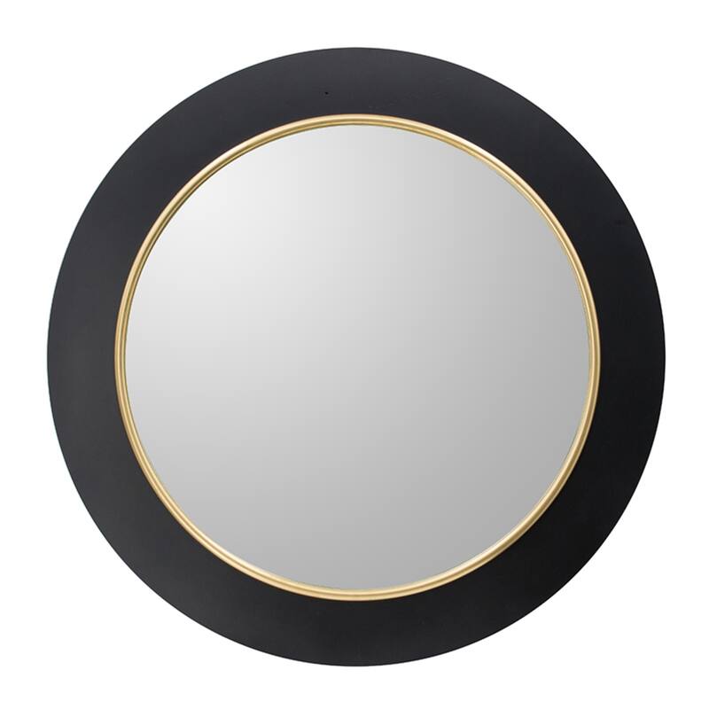 LED Lighted Round Wall Mirror - 31.5" - Black and Gold