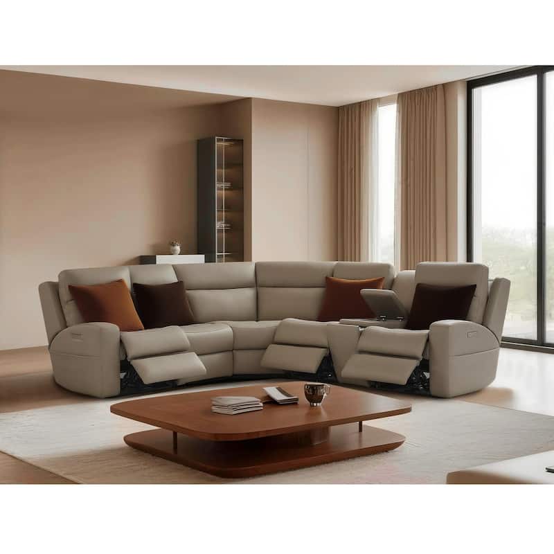 6PCS, 3 power Recliners, Leather Reclining Sectional with Power Headrest & Lumbar