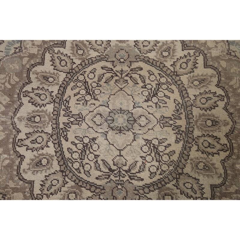 Distressed Tabriz Persian Vintage Rug Handmade Living Room Wool Carpet - 6'2" x 9'7"