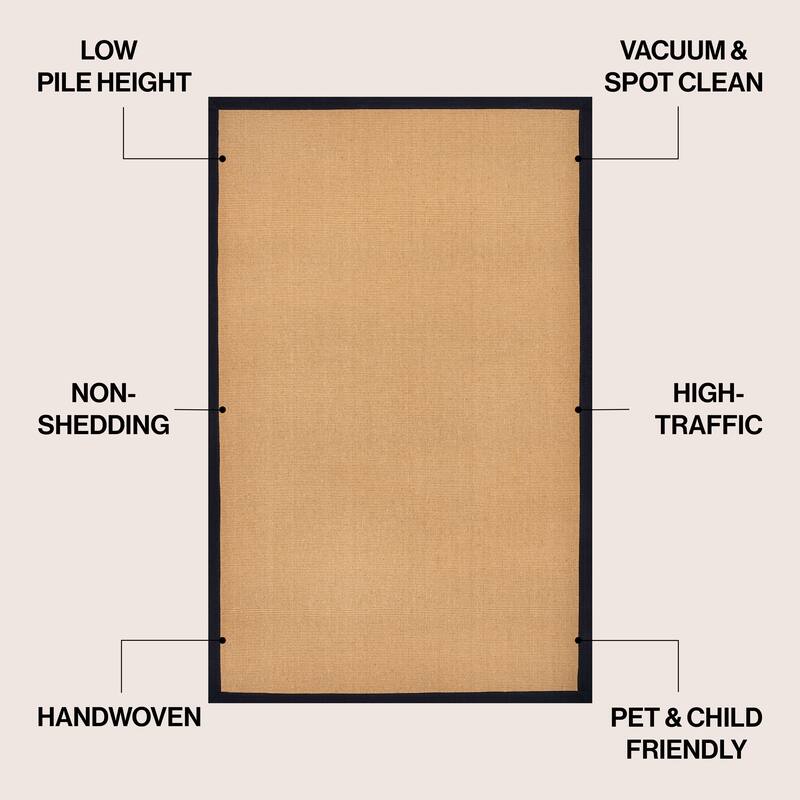 Camden Farmhouse Cottage Border Jute Area Rug