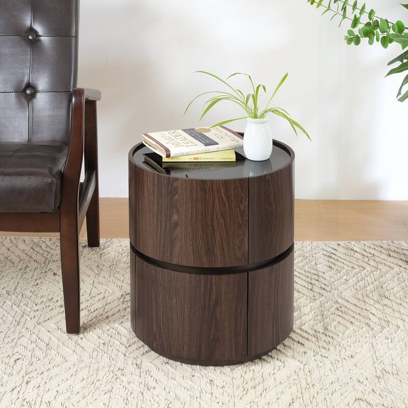 Chic Double-Layer Storage Side Table with Modern Design for Versatile Use - Black and Brown