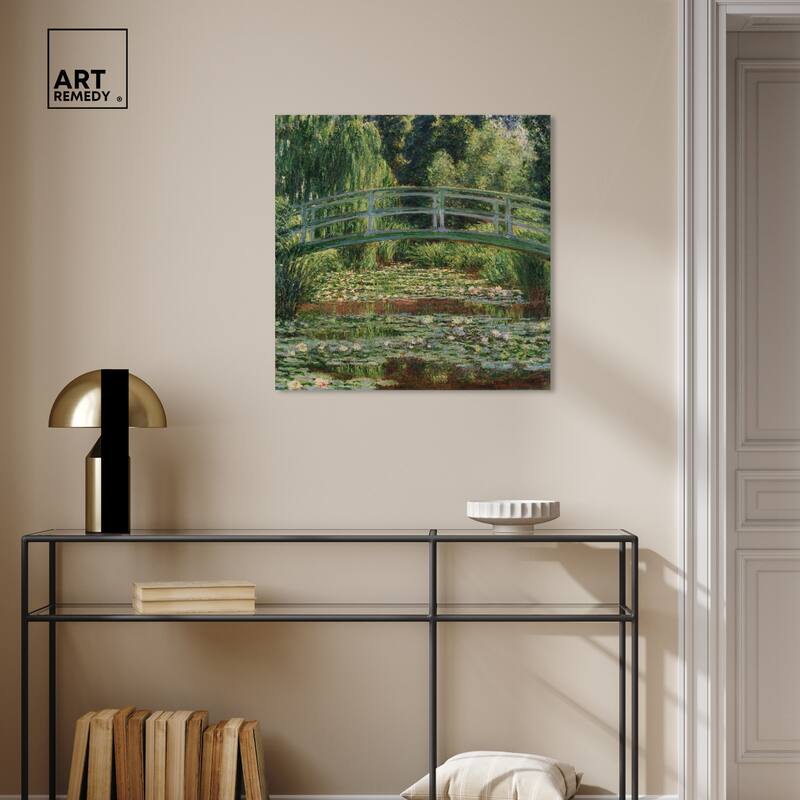 Art Remedy Monet - The Japanese Footbridge And The Water Lily Pool Giverny Gallery Wrapped 1 Piece Canvas Wall Art