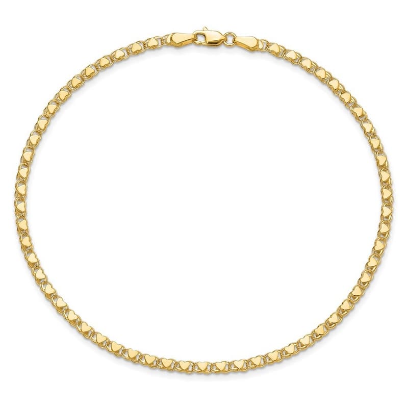 Curata 14k Yellow Gold 3.75mm Polished Double sided Heart Bracelet Options: 7" 8"