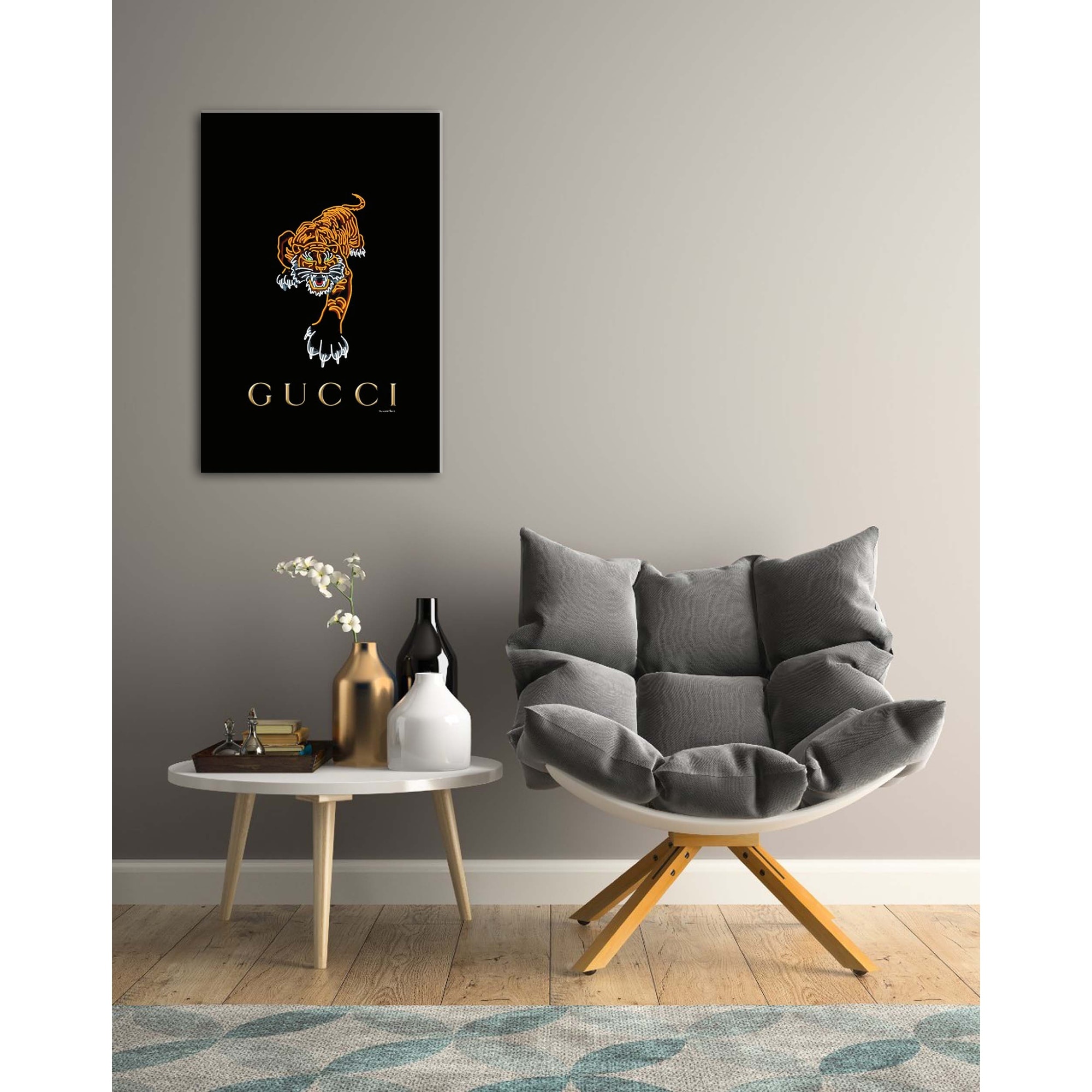 Gucci And Louis Vuitton Panda With Guns - Canvas Art