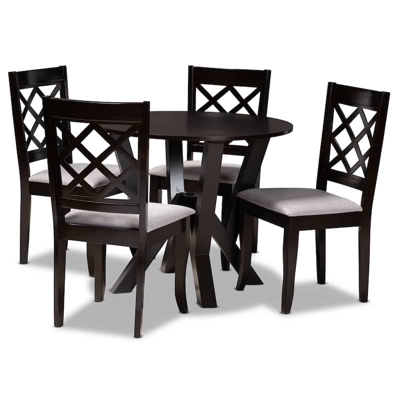 Adina Modern and Contemporary 5-Piece Dining Set - Grey/Dark Brown
