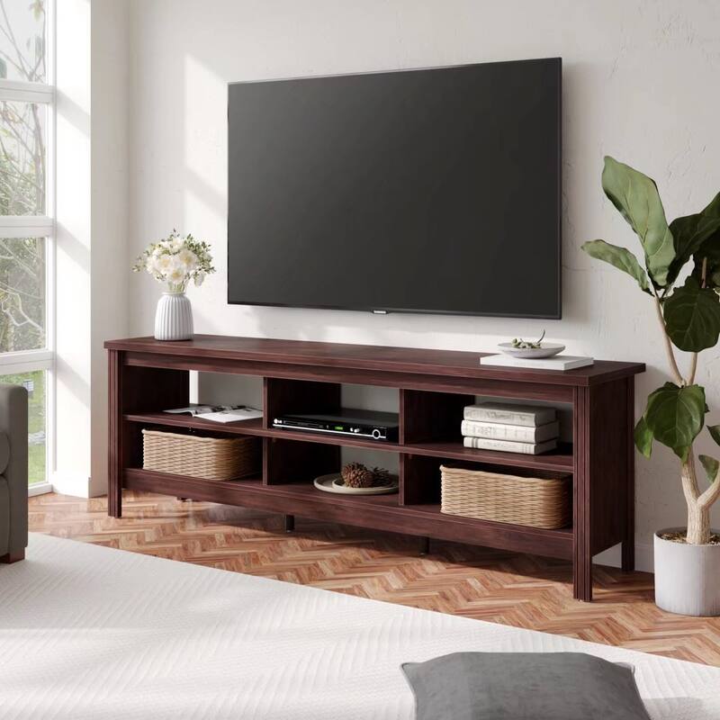 LED TV Stand for 65-75 Inch TV, TV Console with Warm White LED Light