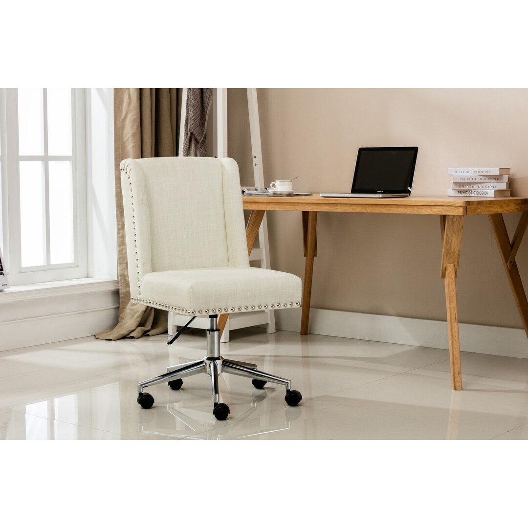 Porthos Home Office Chair With Fabric Upholstery Studded Design