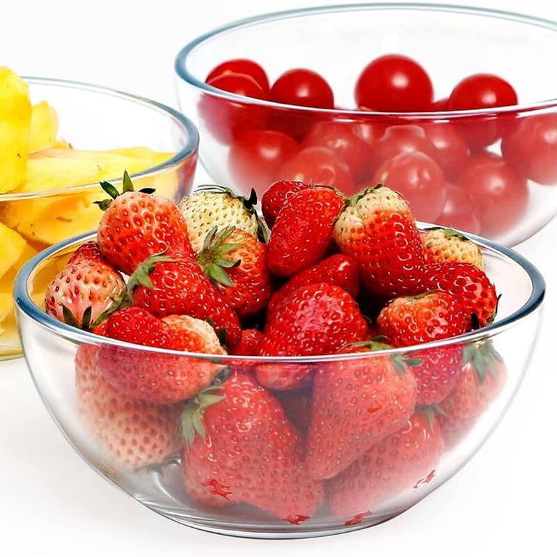 6" Durable Clear Glass Bowl Set Modern Design for Dining Mixing and Everyday Use