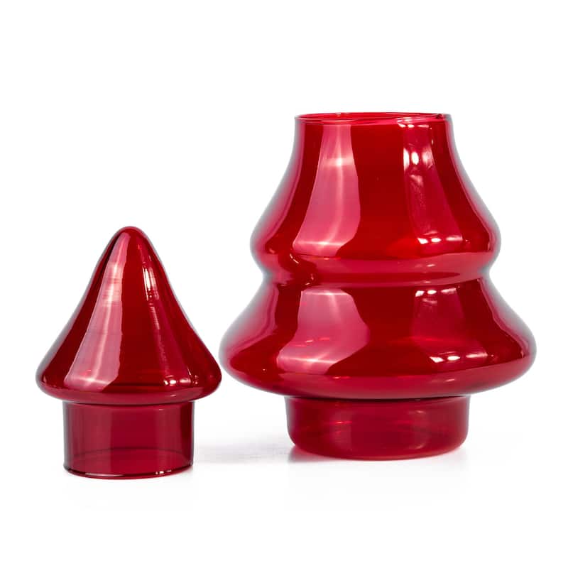 STP Goods Red Glass Centerpiece Tabletop Christmas Tree - 9.45"